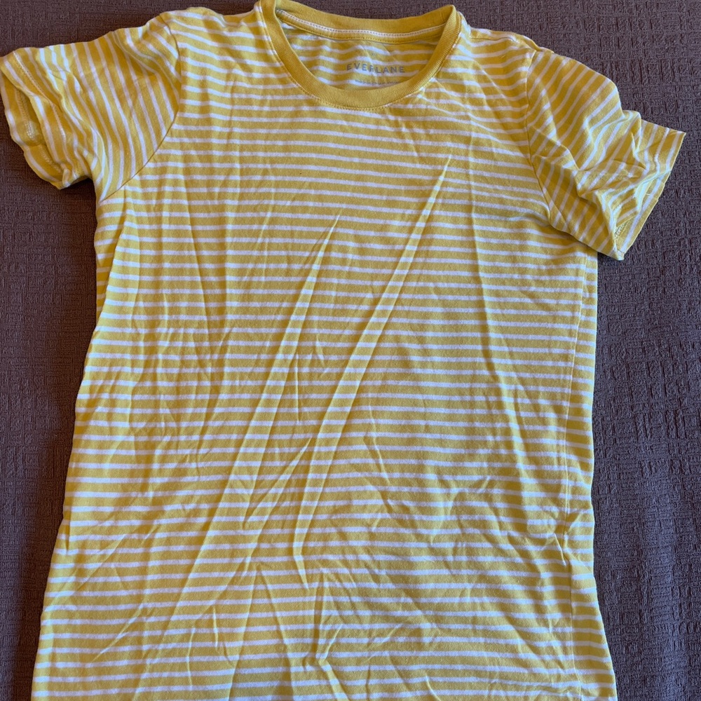 Everlane Yellow and White Striped Tee